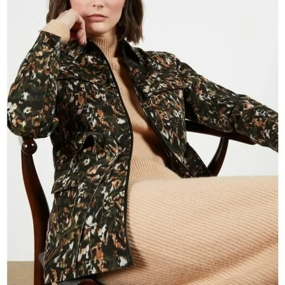 Ted Baker Inniza Urban Printed Cargo Jacket Size‎ 1 US Size XS Earth Tones NWT